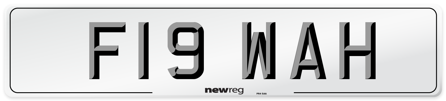 F19 WAH Number Plate from New Reg